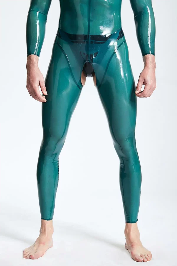 Latex Male Open-Crotch Shoulder-zip Catsuit