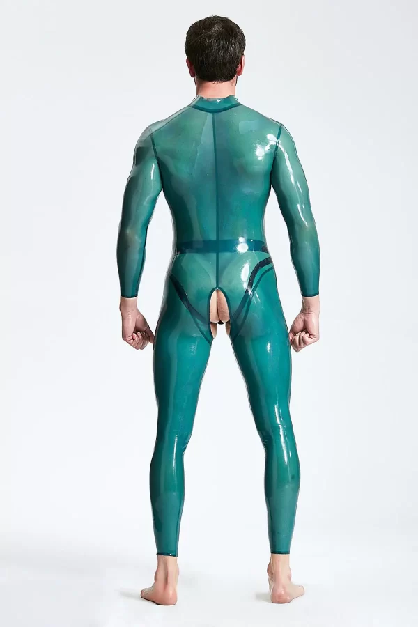 Latex Male Open-Crotch Shoulder-zip Catsuit