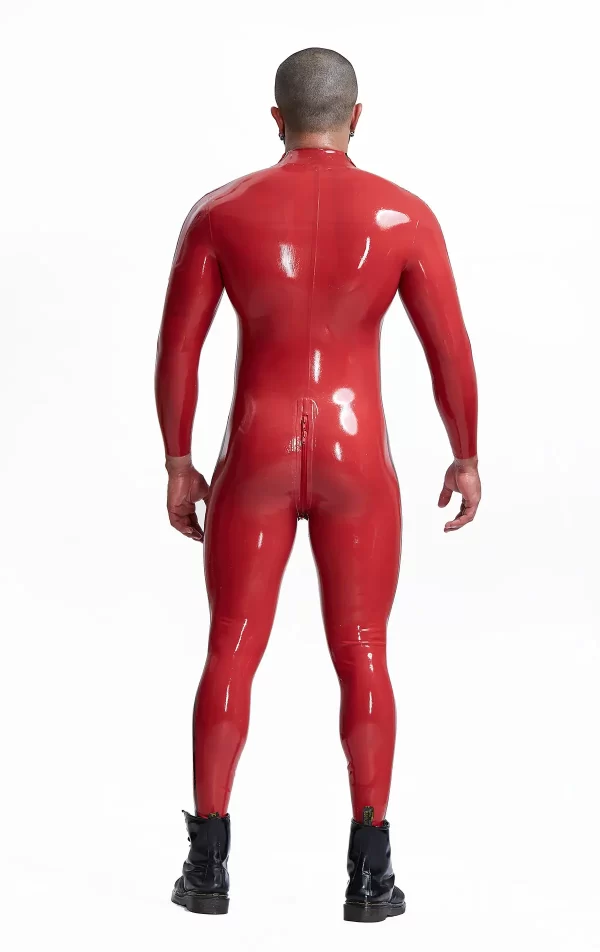 Latex Male Double Lines Shoulder-Zipper Latex Catsuit