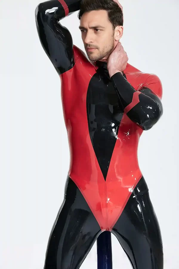 Latex Male Devil-May-Care Inflated Tail Catsuit