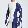 Latex Male Fox Trotter Shoulder-Zipper Catsuit With Inflatable Tail