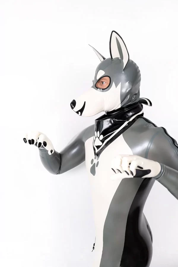 Latex Male Grey Donkey Latex Catsuit