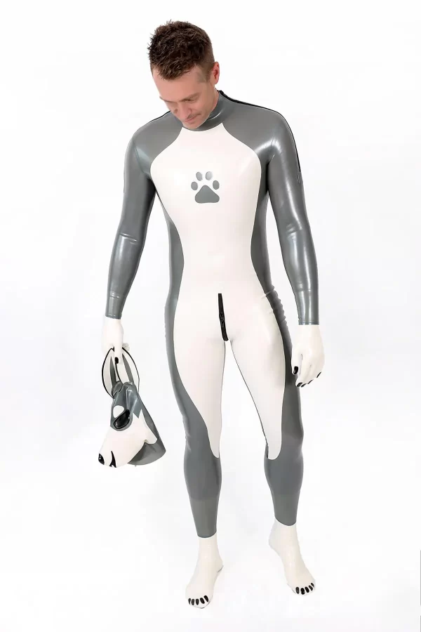 Latex Male Grey Donkey Latex Catsuit