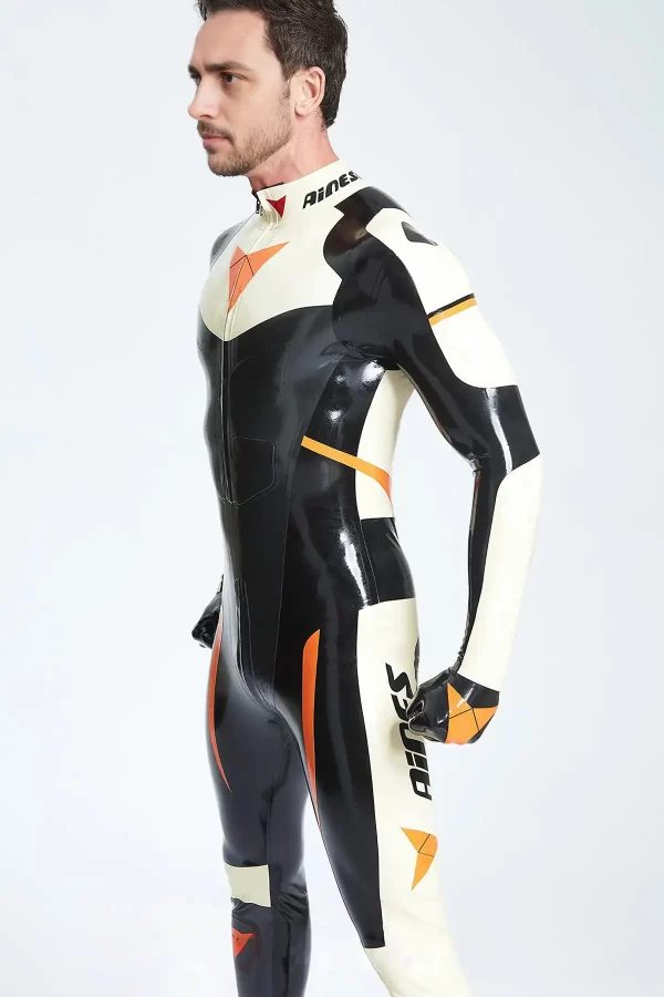 Latex Male GP-Moto Catsuit With Feet and Gloves