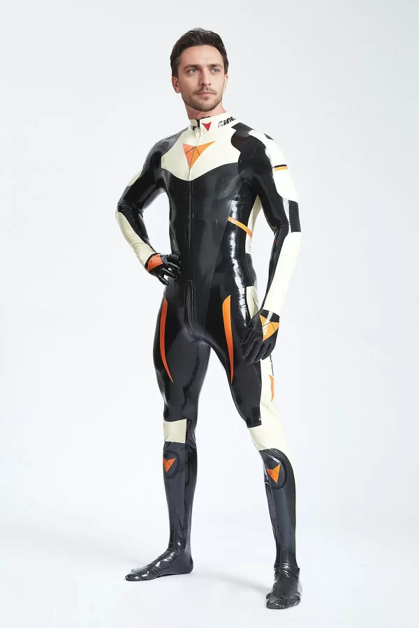 Latex Male GP-Moto Catsuit With Feet and Gloves