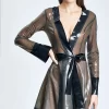 Latex Hip-Skirted Long-Sleeved Mini Dress