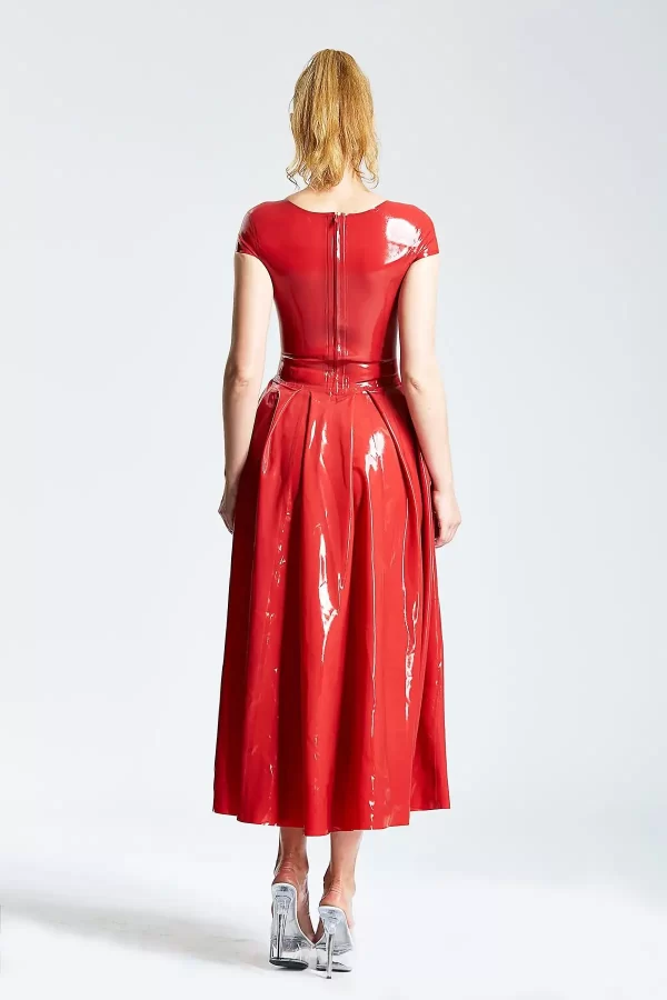 Latex U-Neck Ballerina-Length Party Dress