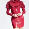 Latex Water Wave Stripe Mini Dress