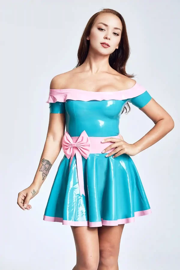 Latex Party Girl Off-The-Shoulder Dress