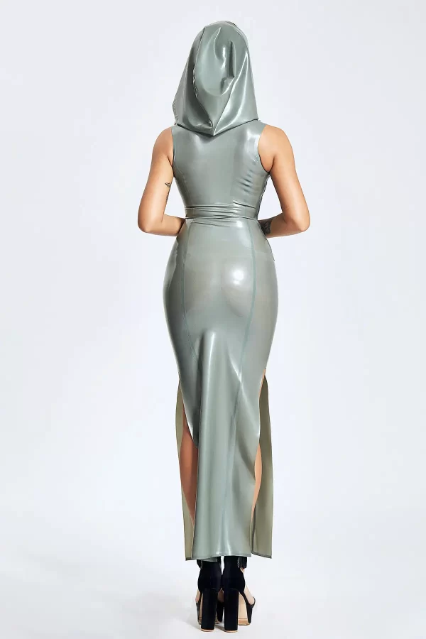 Latex Hooded Maxi Dress