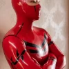 Latex Male White-Headed Spidey Latex Costume Catsuit