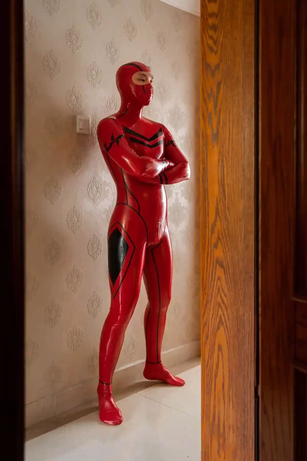 Latex Male Red Ninja Latex Catsuit