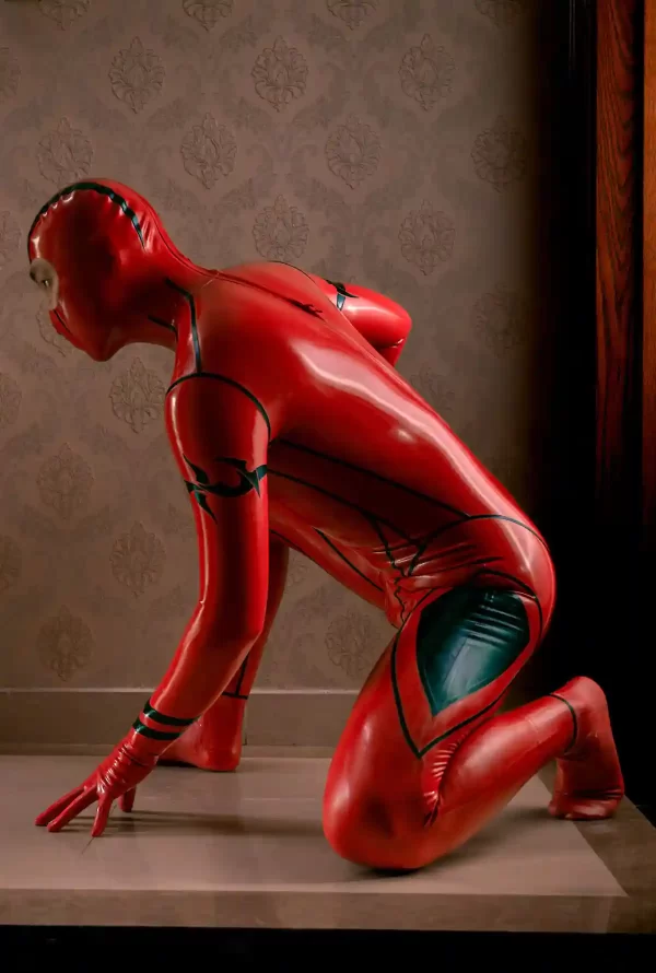 Latex Male Red Ninja Latex Catsuit