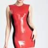 Latex Puffed Sleeve Mini Dress