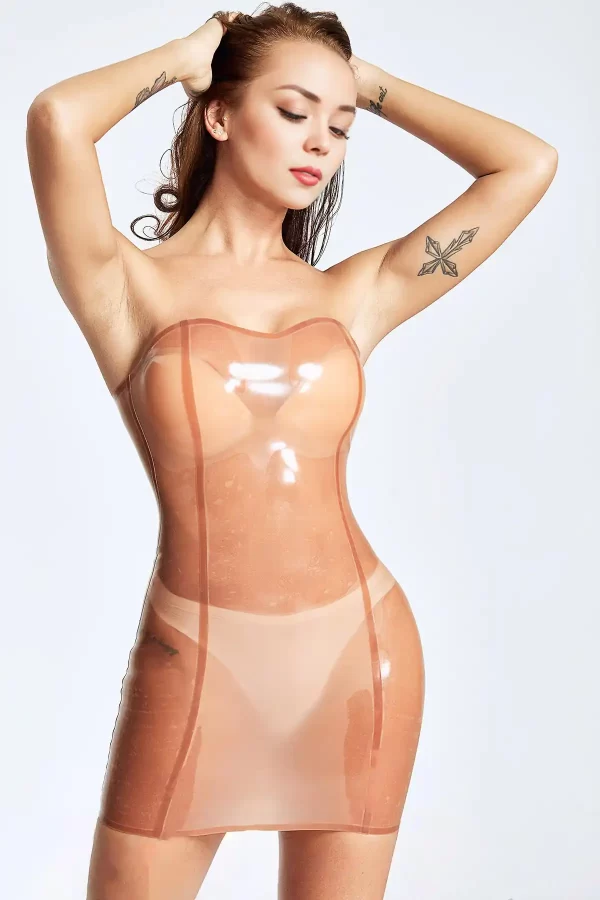 Latex Simple Tube Top Mini Dress