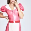 Latex Peek-A-Boo Collared Micro Cocktail Dress