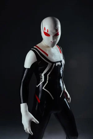 Latex Male White-Headed Spidey Latex Costume Catsuit