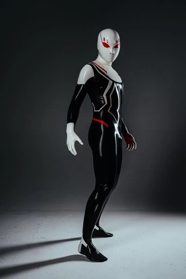 Latex Male White-Headed Spidey Latex Costume Catsuit