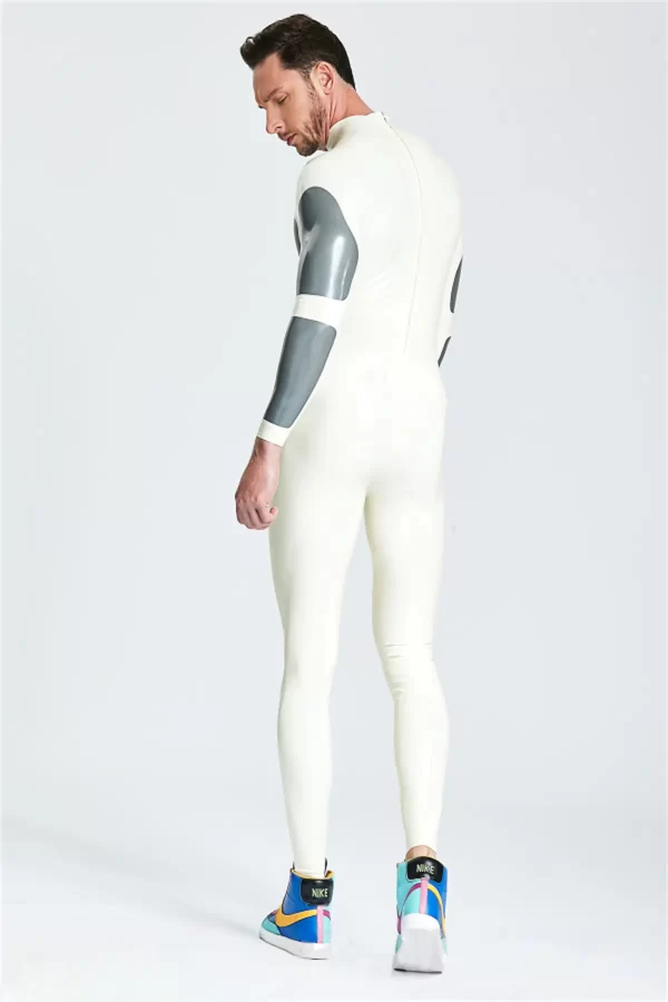 Latex Male Silver Streak Rubber Catsuit