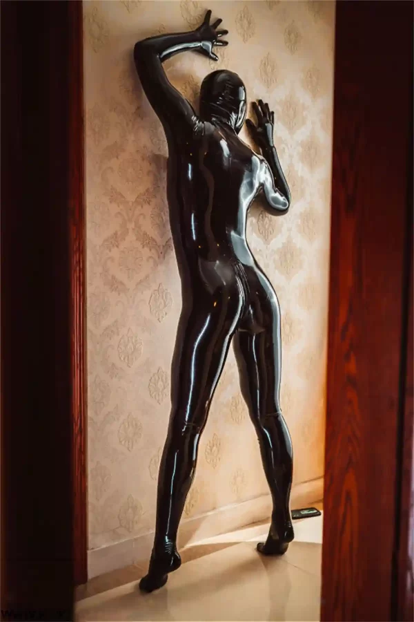 Latex Male Stealth Two-pieces Fully-Enclosed Catsuit