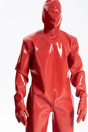 Latex Male Hooded Heavy Latex Industrial Enclosure Suit