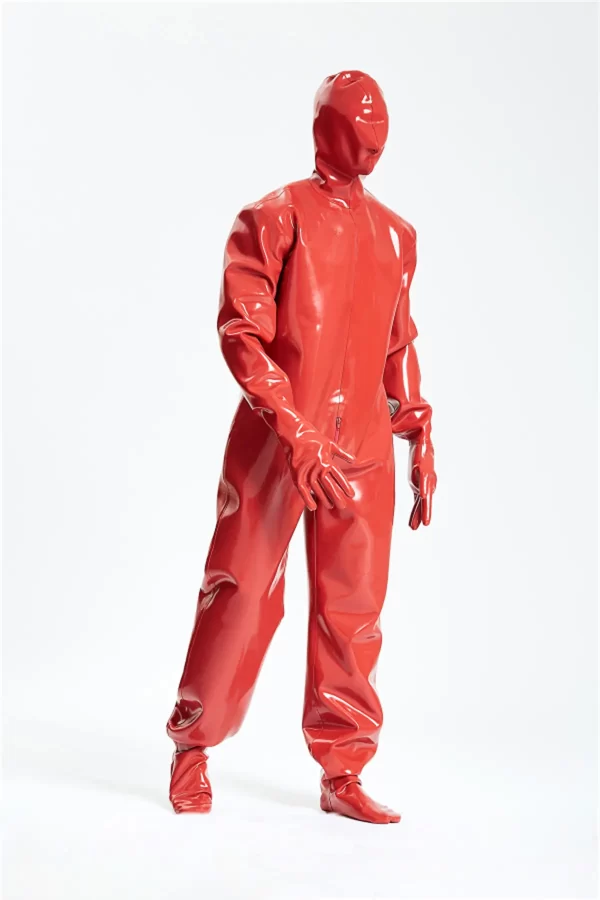 Latex Male Hooded Heavy Latex Industrial Enclosure Suit