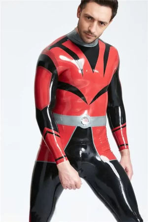 Latex Male Space Force Back Zip Catsuit