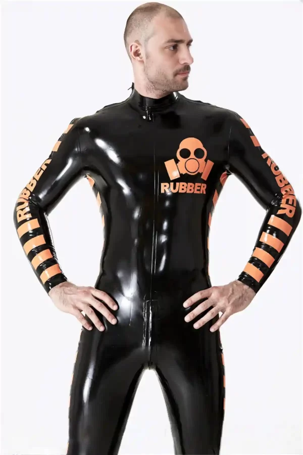 Latex Male Respirator Shoulder-Zip Catsuit