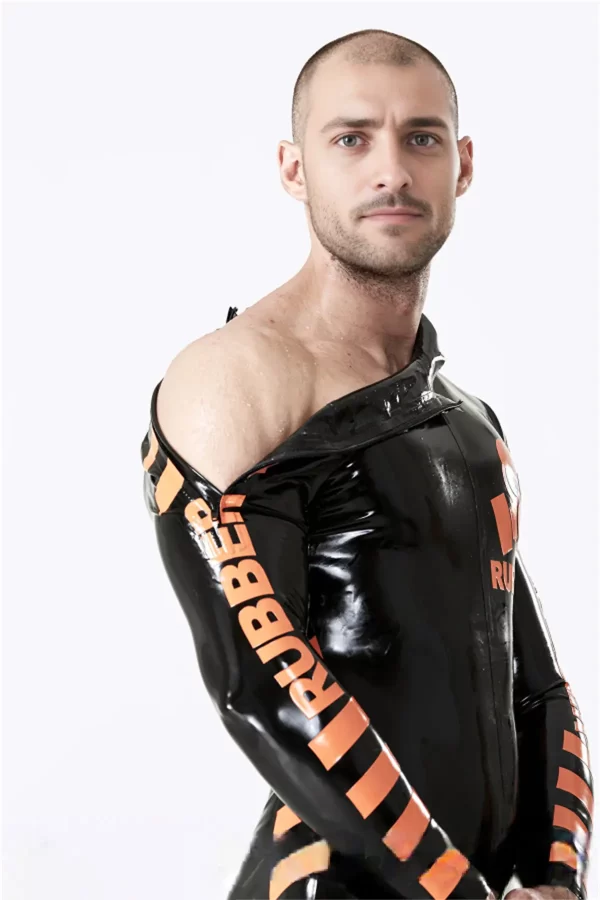 Latex Male Respirator Shoulder-Zip Catsuit