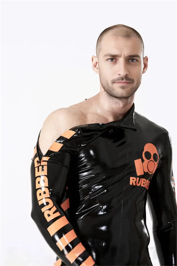 Latex Male Respirator Shoulder-Zip Catsuit