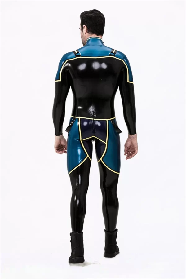 Latex Male Blue Badge Gendarme Style Catsuit