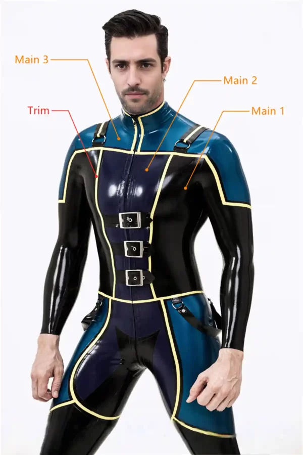 Latex Male Blue Badge Gendarme Style Catsuit