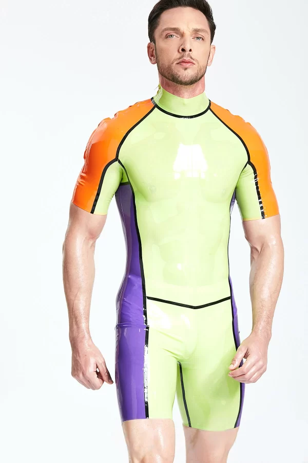 Latex Male Multicolor Shoulder-Zip Surfsuit