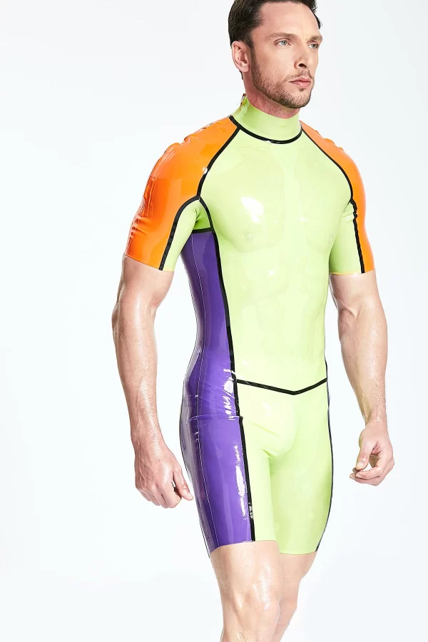 Latex Male Multicolor Shoulder-Zip Surfsuit