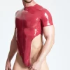 Latex Male Short-sleeved High-cut Leotard