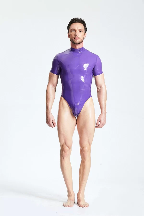 Latex Male Short-sleeved High-cut Leotard