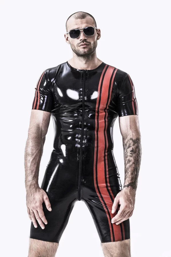 Latex Male Vertical Stripes Surfsuit