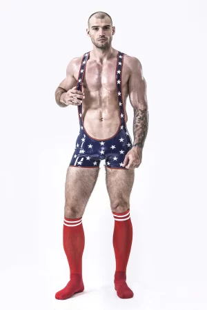 Latex Male Star-Spangled Wrestling Suit