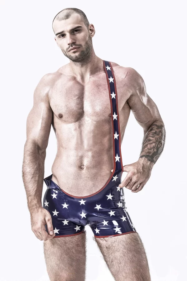 Latex Male Star-Spangled Wrestling Suit