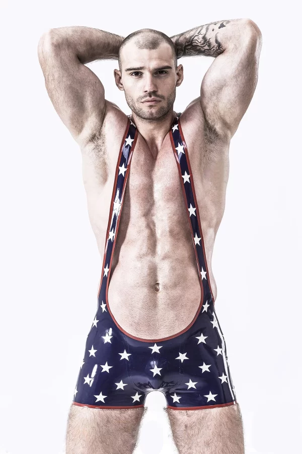 Latex Male Star-Spangled Wrestling Suit