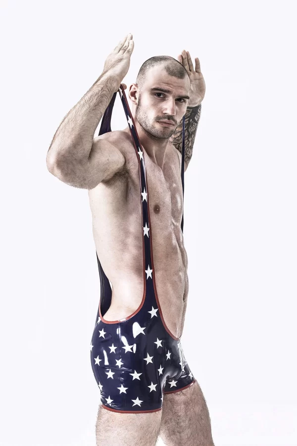 Latex Male Star-Spangled Wrestling Suit