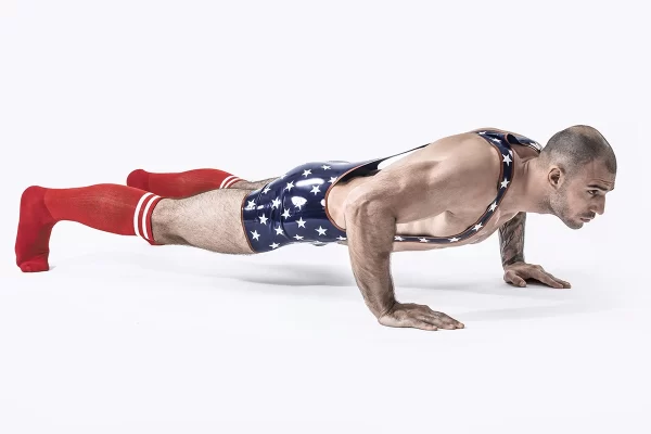 Latex Male Star-Spangled Wrestling Suit