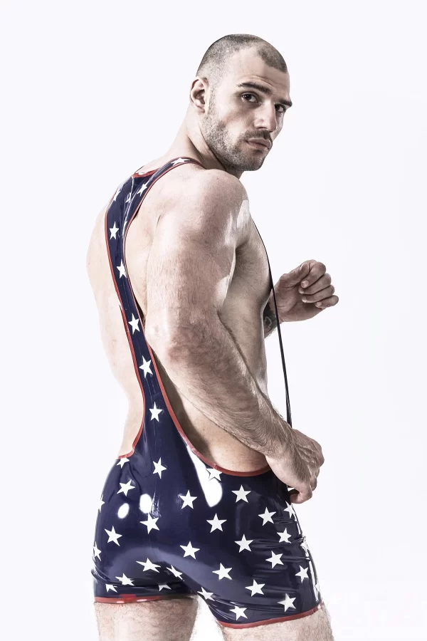 Latex Male Star-Spangled Wrestling Suit