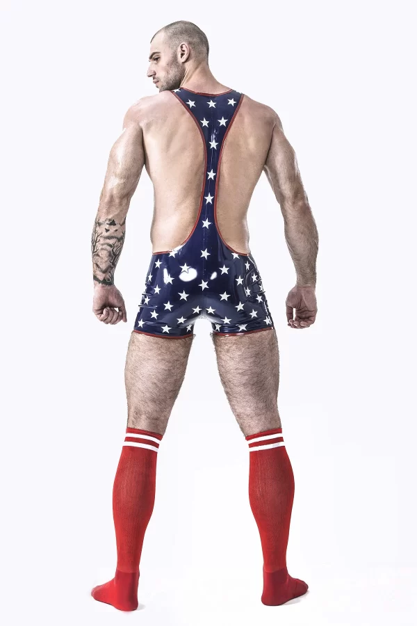 Latex Male Star-Spangled Wrestling Suit