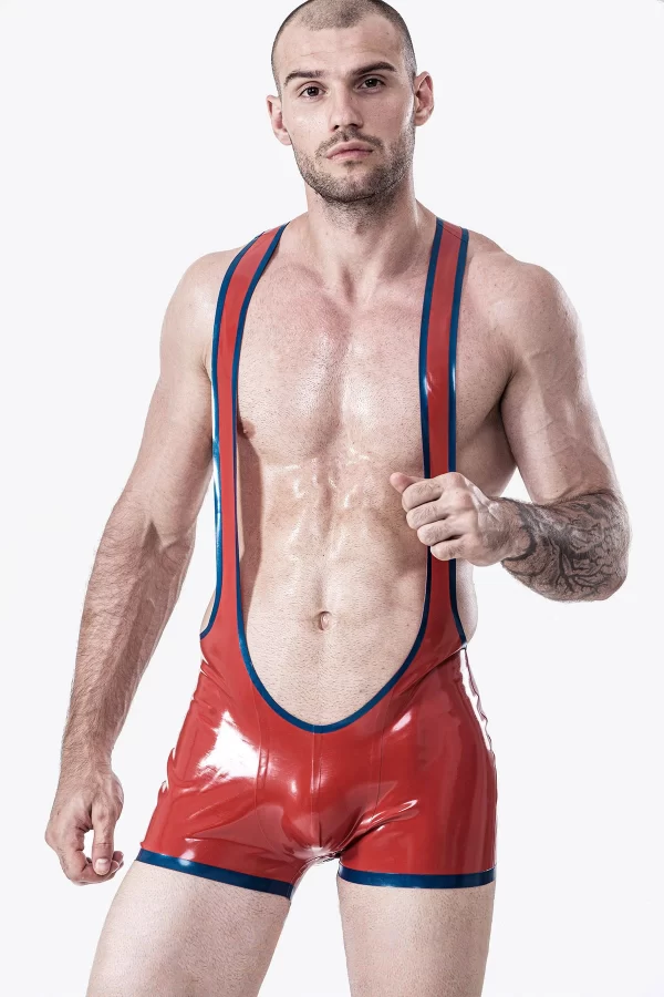 Latex Male Open Bum Wrestling Suit