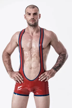 Latex Male Open Bum Wrestling Suit