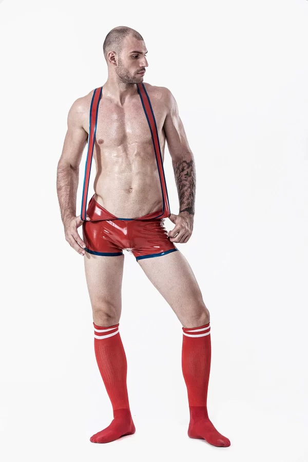 Latex Male Open Bum Wrestling Suit