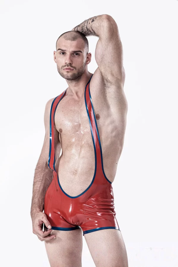 Latex Male Open Bum Wrestling Suit