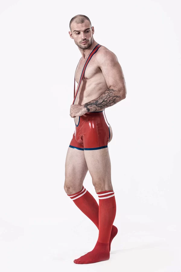 Latex Male Open Bum Wrestling Suit