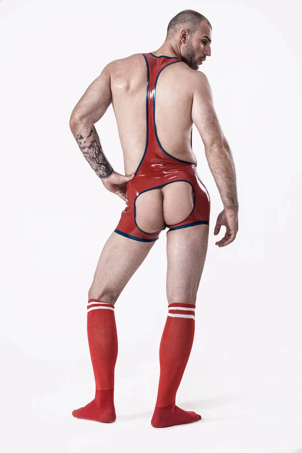 Latex Male Open Bum Wrestling Suit